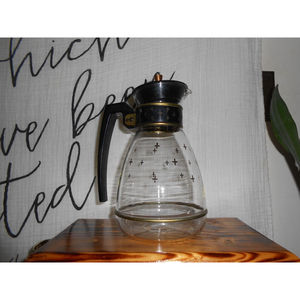 Vintage Pyrex Silex Glass Brass Coffee Carafe No Warmer